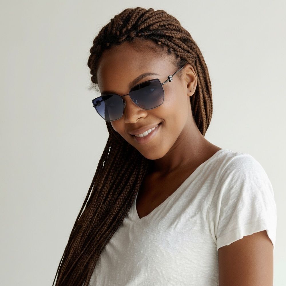 Loewe Women’s Sunglasses | Black Metal Frame | Blue/Gray Gradient Lenses - Picture 5 of 16